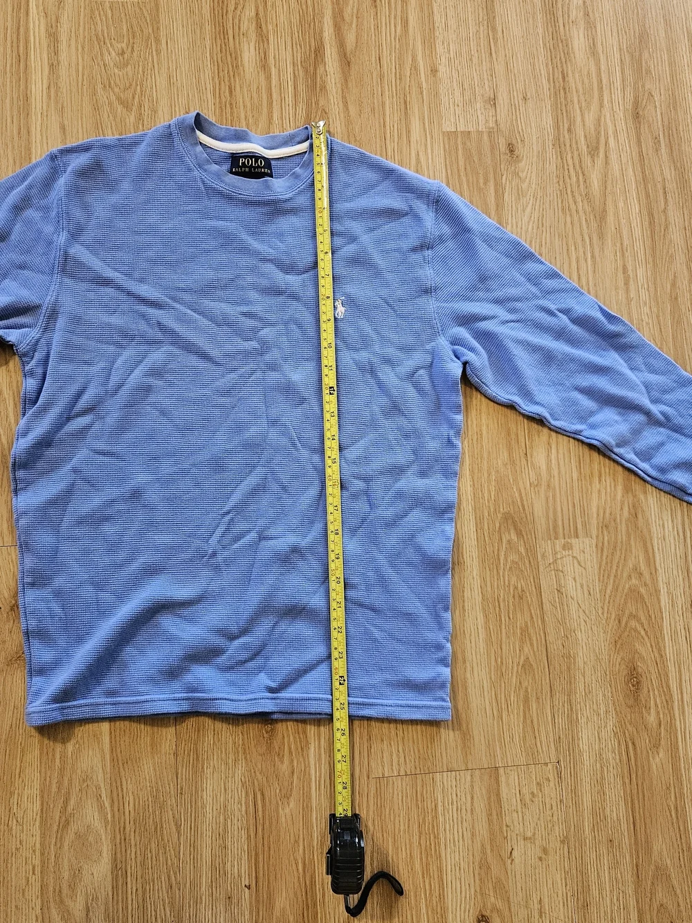 Polo by Ralph Lauren Light Blue Waffle Knit Crewneck Long Sleeve Shirt - Picture 4 of 6